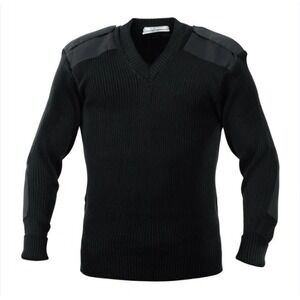 Rothco Black Commando Military Security Tactical Sweater‎ Mens Large V-Neck NWT